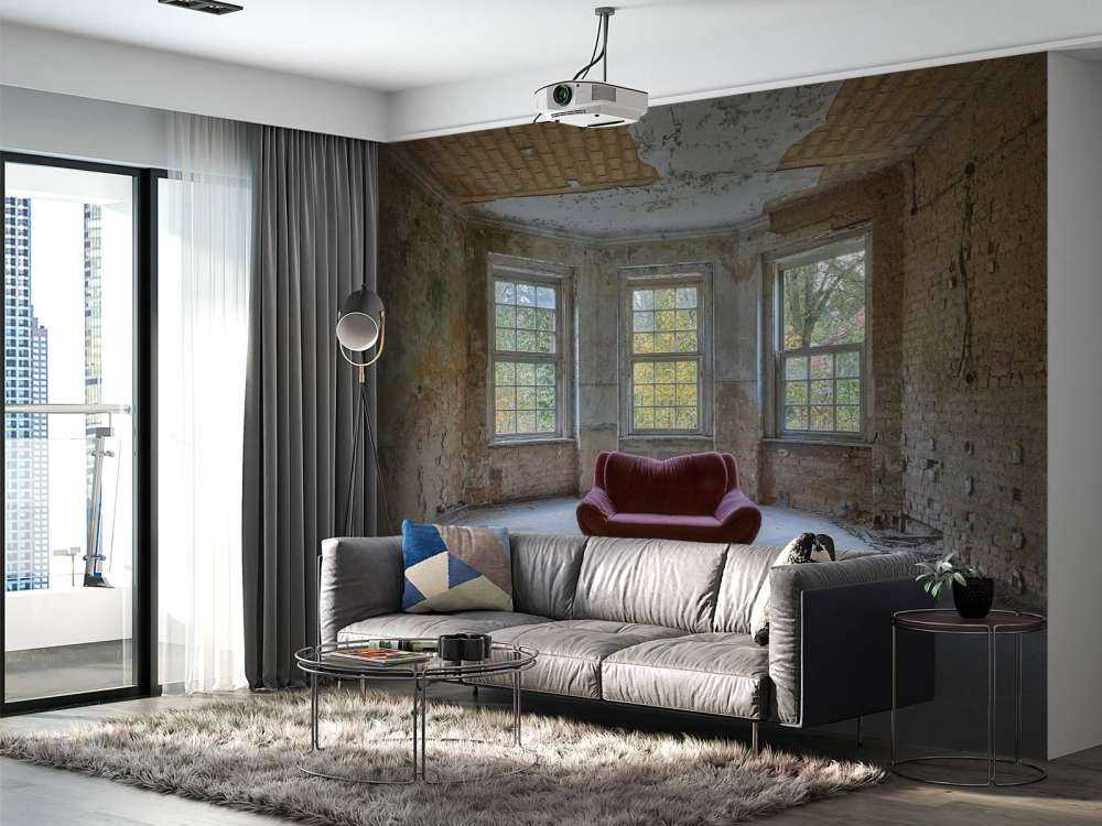 Ławka w opuszczonym pomieszczeniu