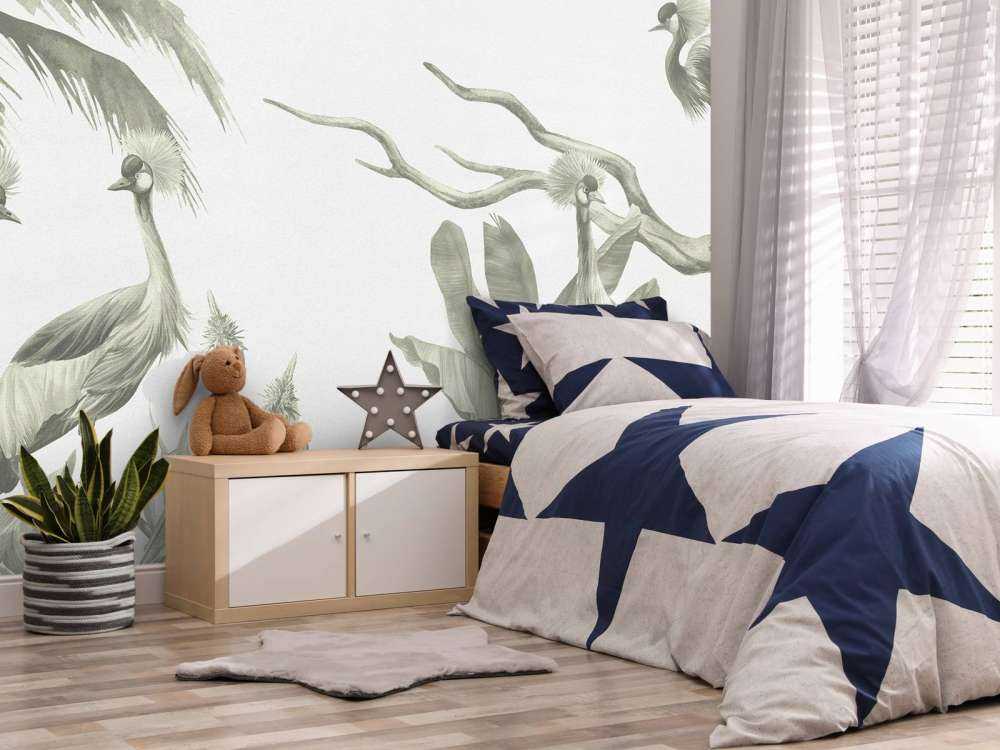 Dżungla z żurawiami w kolorze zielonym