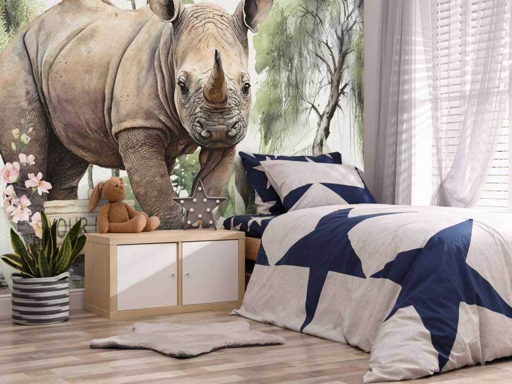 Młody nosorożec na sawannie