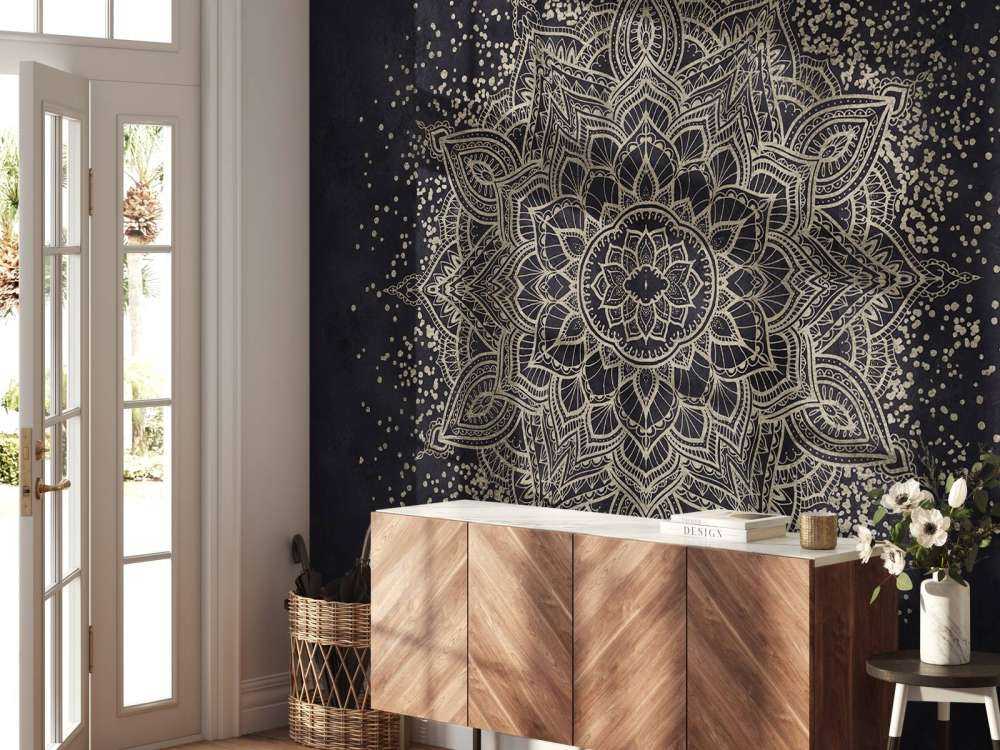 Golden Sparkling Mandala - ciemny granatowy