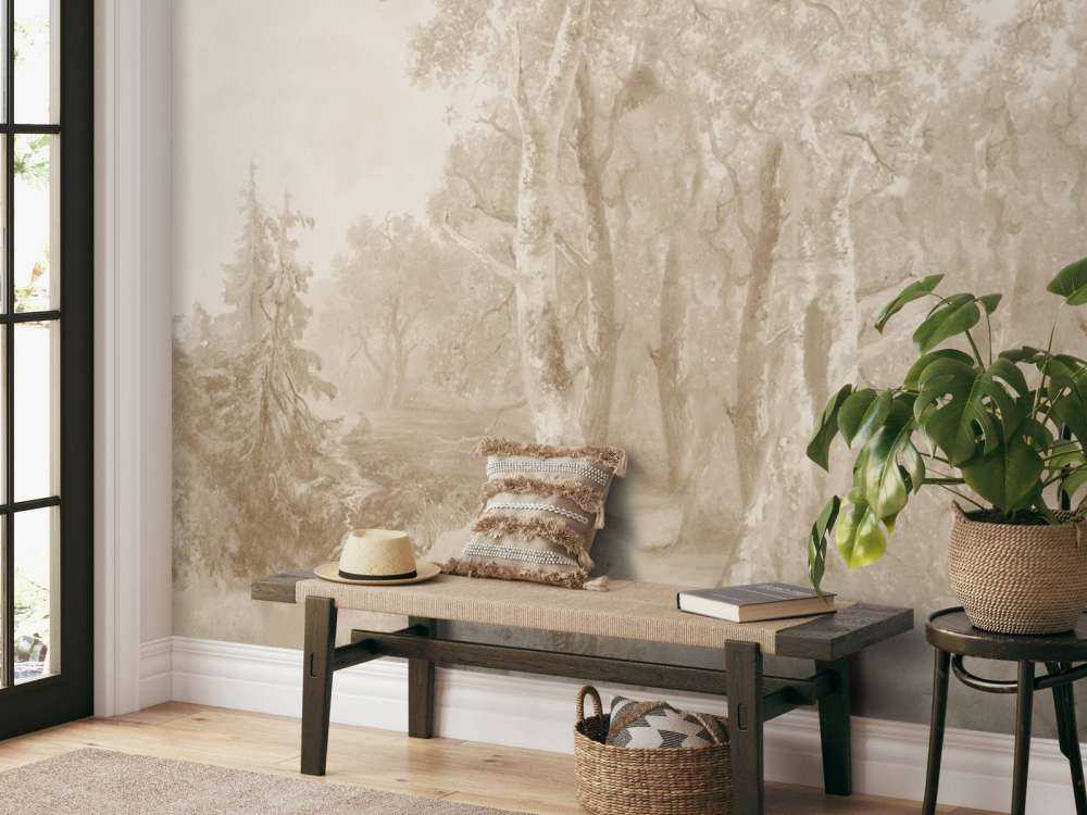 Krajobraz leśny beżowy panorama