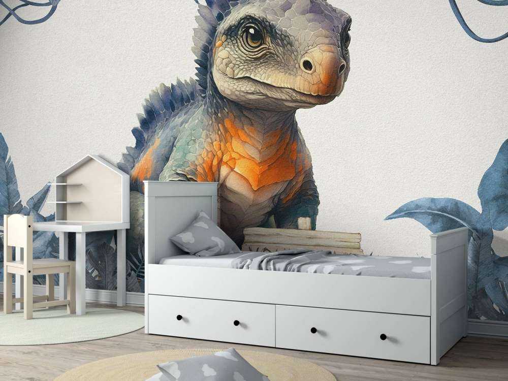 Młody ankylozaur w niebieskiej dżungli