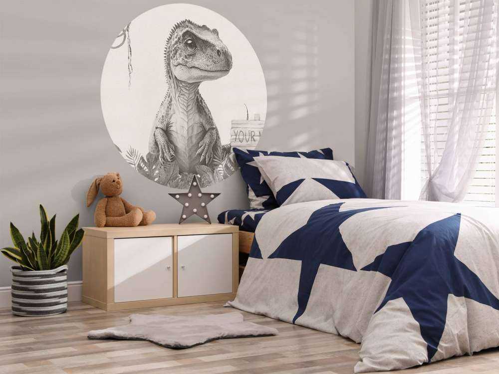 Młody t-rex w beżowej dżungli