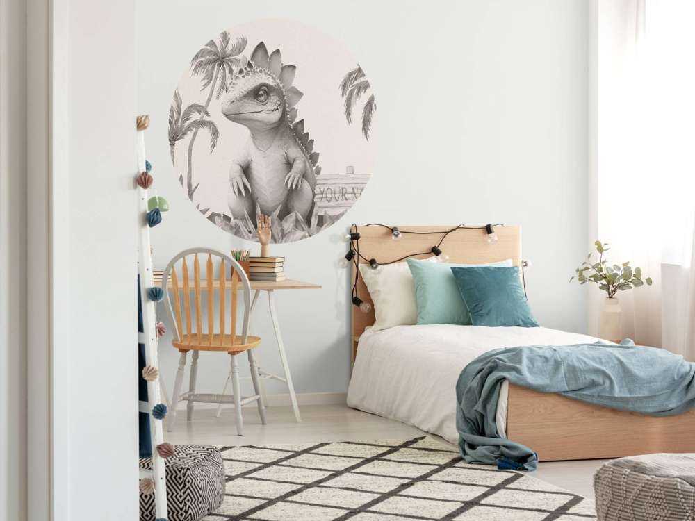 Młody stegozaur w beżowej dżungli