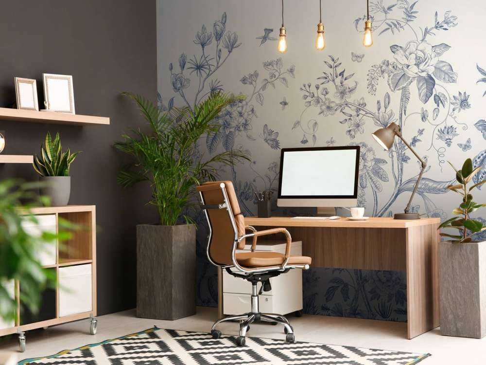 Ilustracja kwiatowa, niebieski i biały