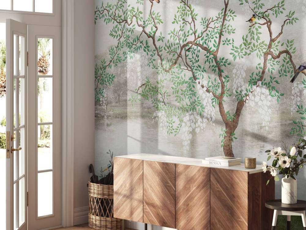 Malowany krajobraz w stylu vintage