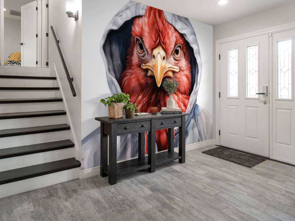 Akwarelowy rysunkowy kurczak w bluzie z kapturem