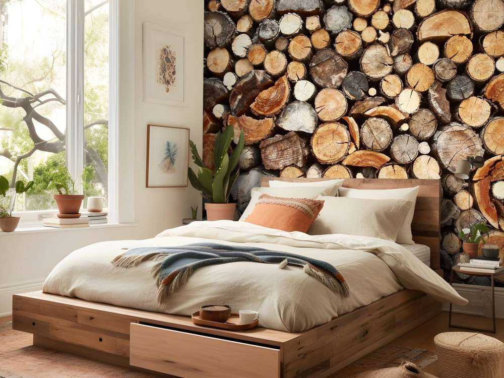 Pnie drzew ułożone w stosy