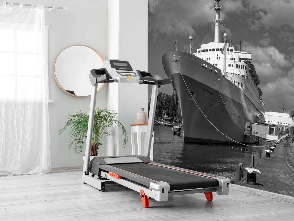 Dawny parowiec SS Rotterdam w czerni i bieli  