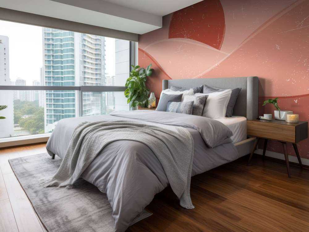 Czerwone fale na tle słońca