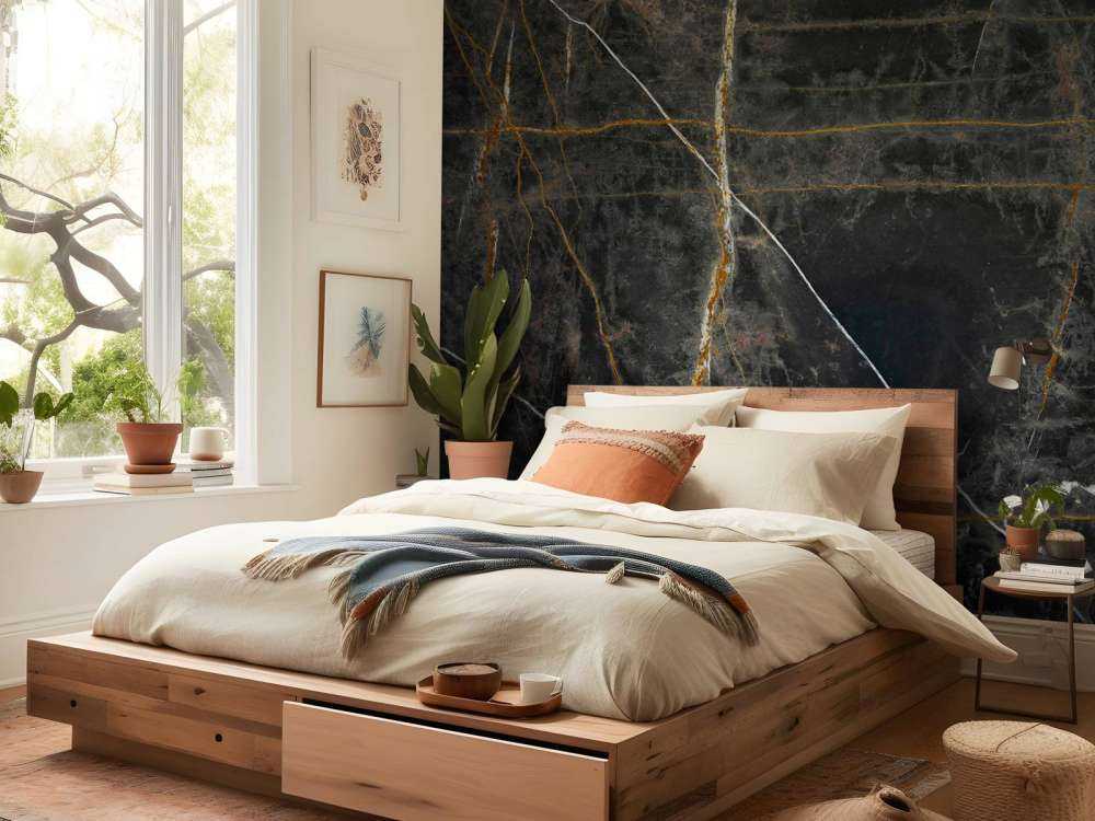 Czarny marmur z miedzianymi kloszami