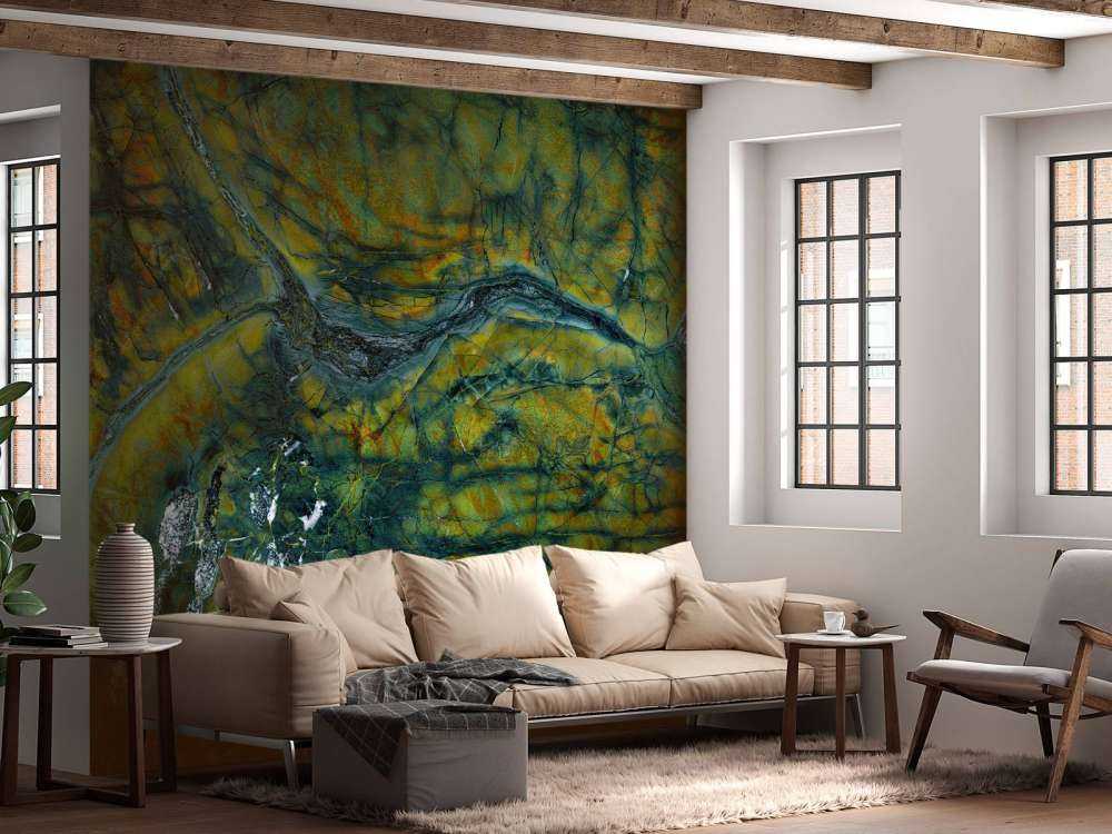 Zielony marmur z pomarańczą