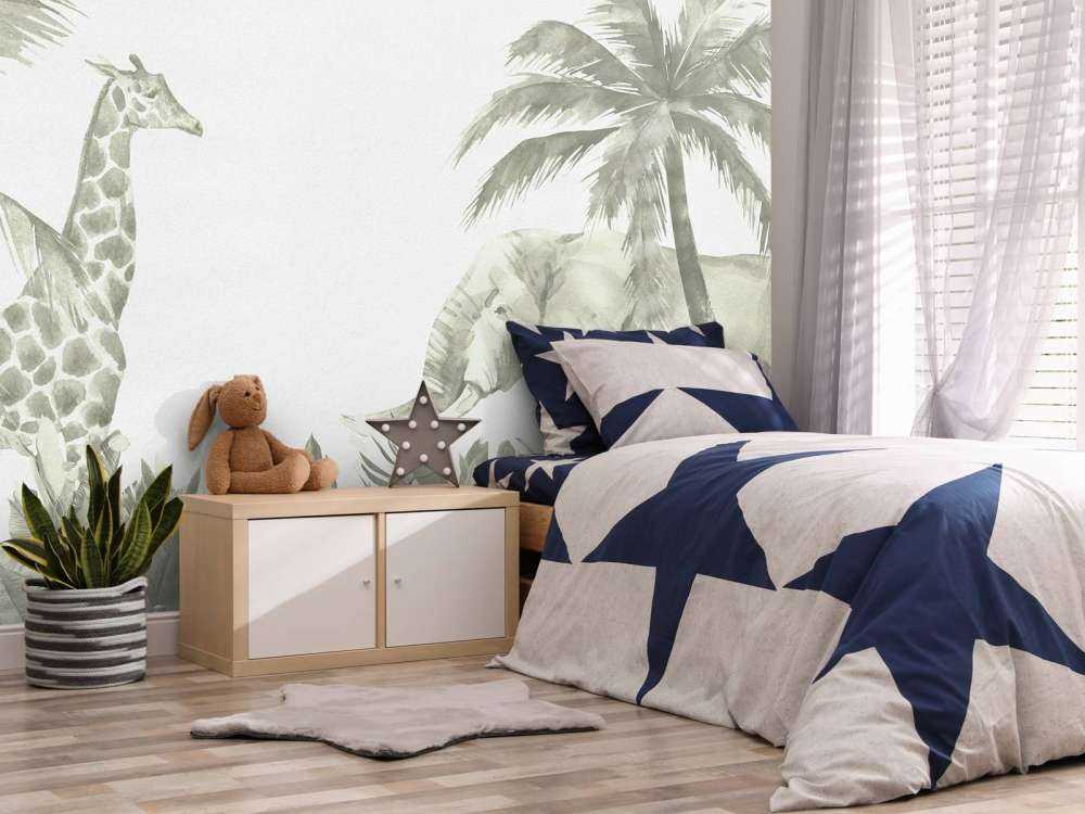 Różne zwierzęta z dżungli w kolorze zielonym