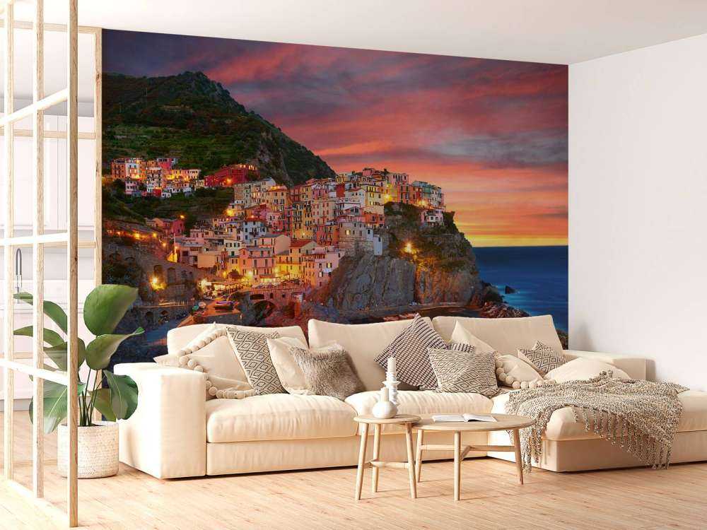 Włoskie miasto o zachodzie słońca