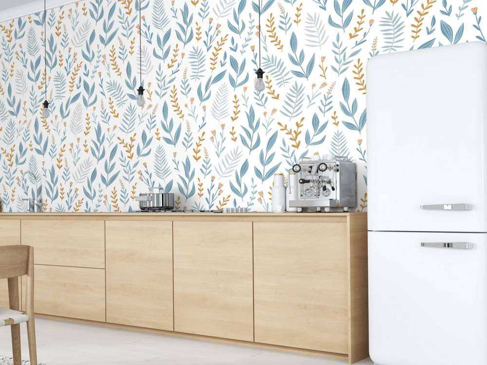 Niebieski wzór liści