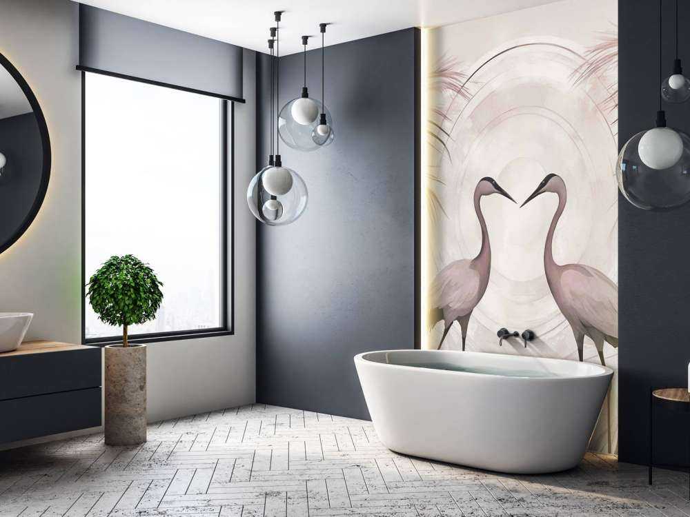 Żurawie o zachodzie słońca różowego