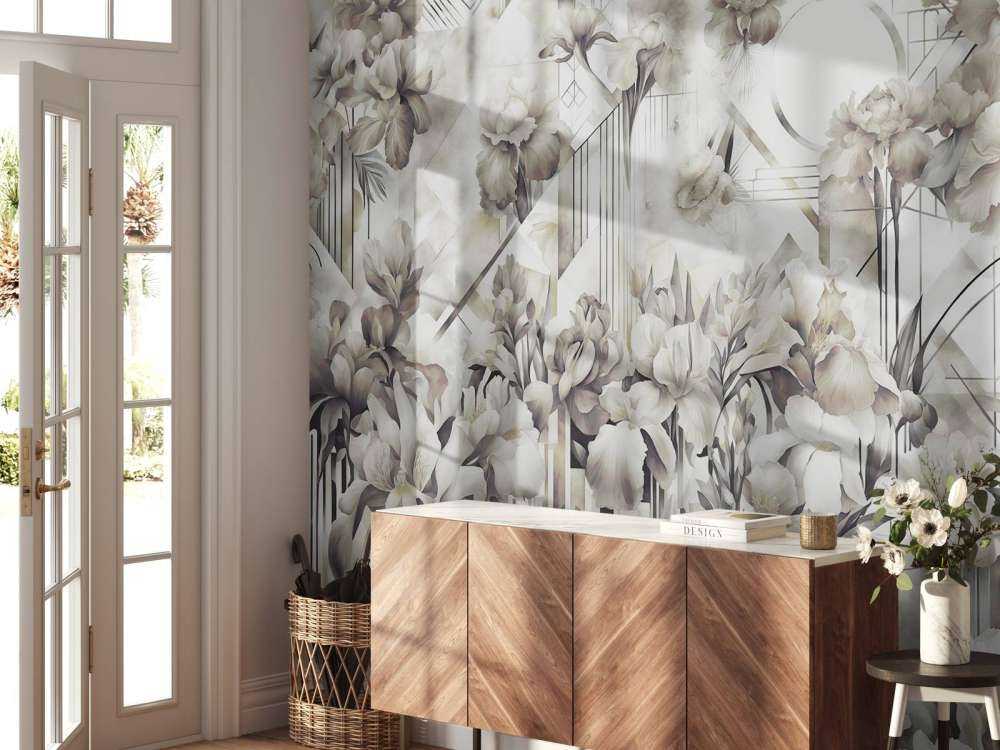 Ogromne akwarelowe irysy zielone