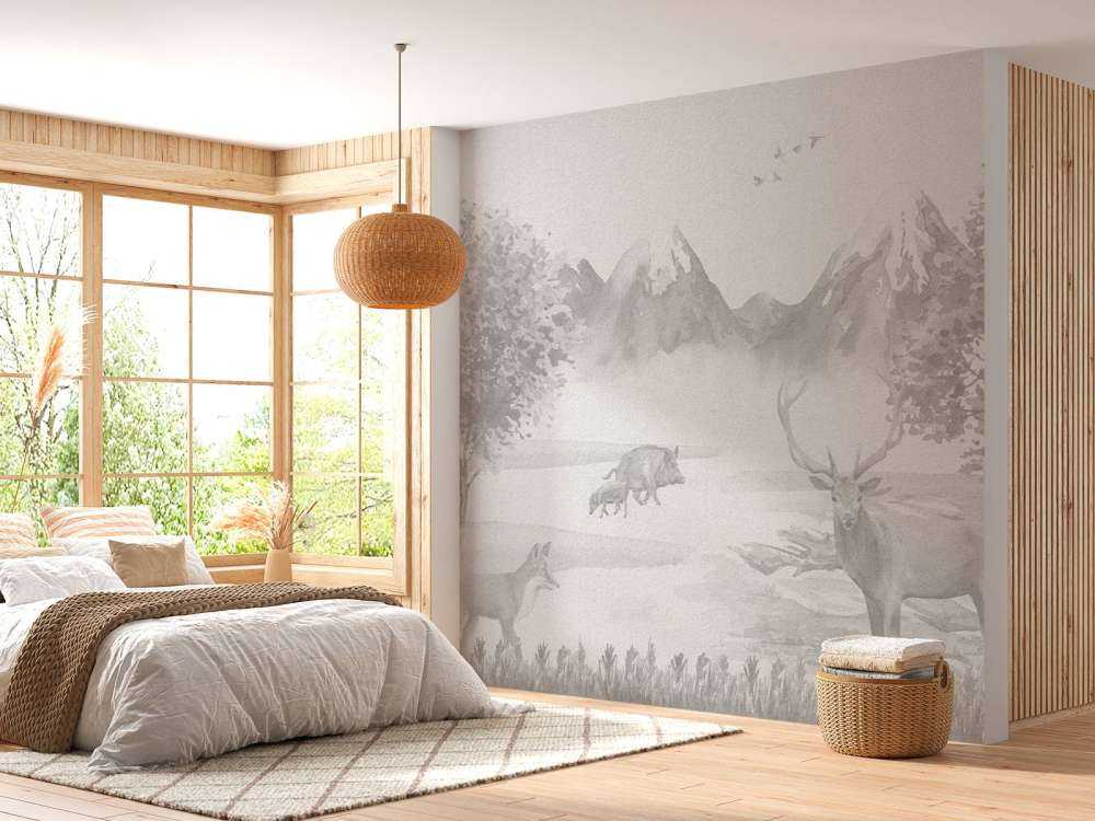 Zwierzęta leśne w odcieniach szarości