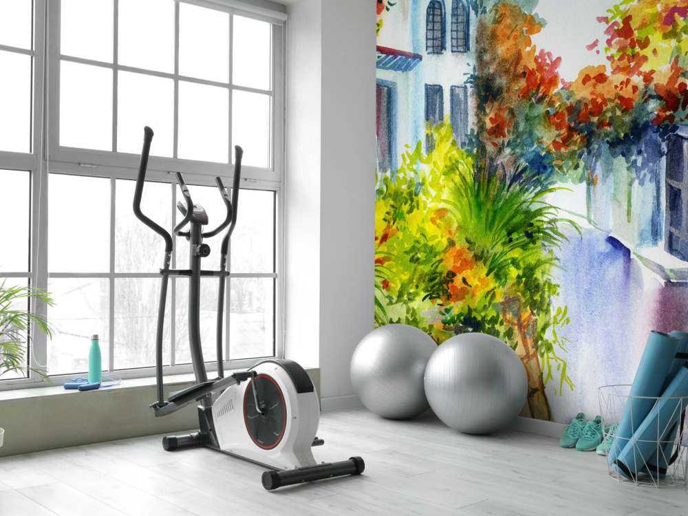 Akwarelowe kwiaty i budynki