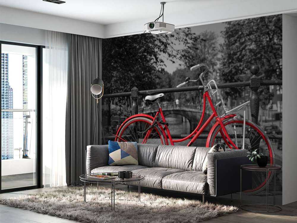 Czerwony rower na moście