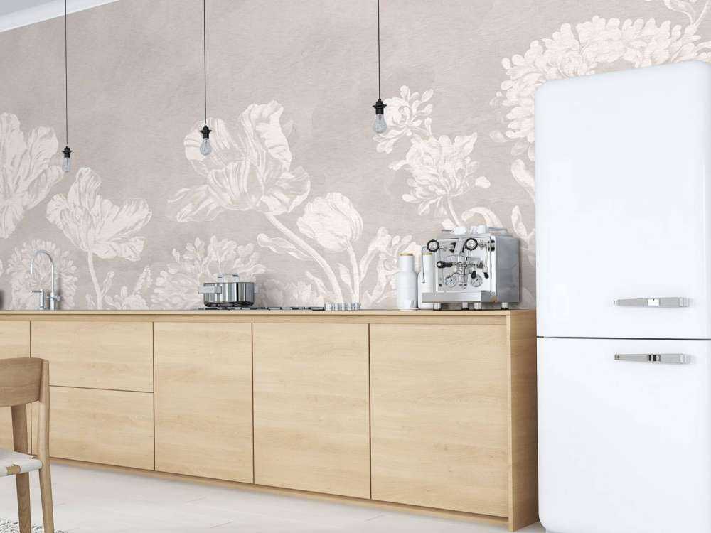 Barokowy pejzaż kwiatowy - szary