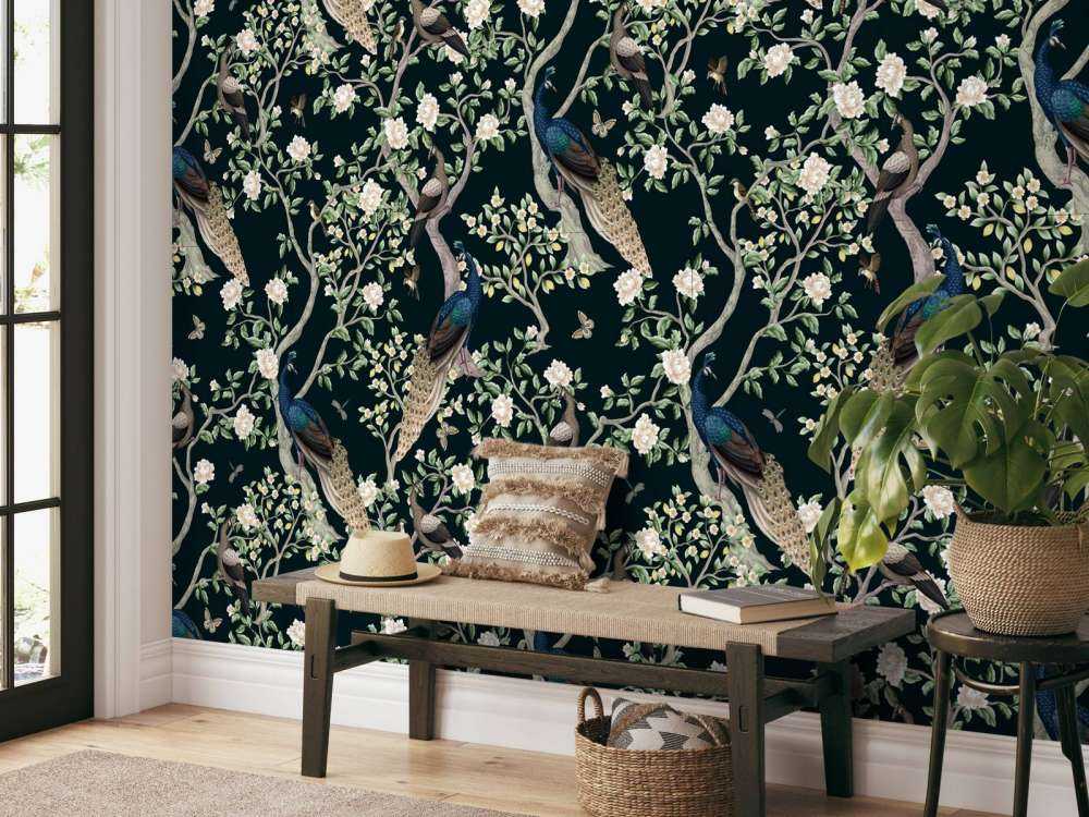 Ogród kwiatowy z pawią koroną