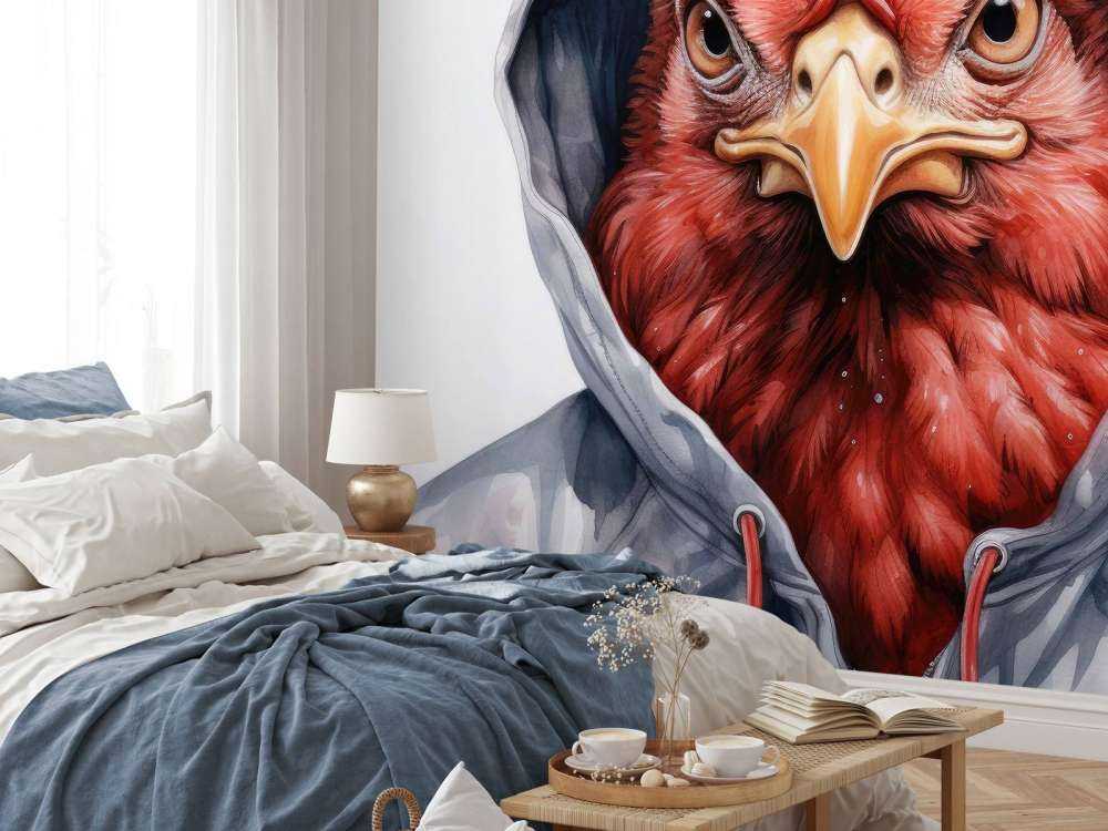 Akwarelowy rysunkowy kurczak w bluzie z kapturem