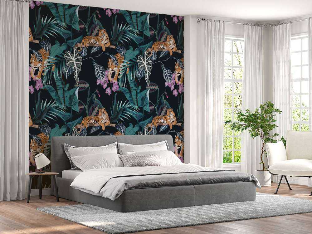 Tygrysy, liście i kwiaty