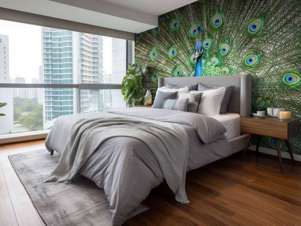 Paw z rozszerzonymi piórami