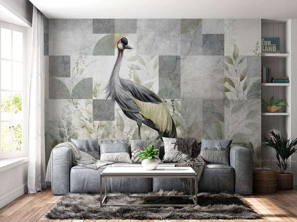 Żuraw wśród liści