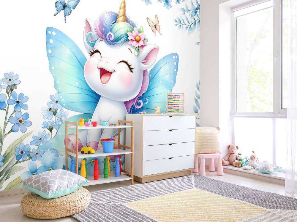 Szczęśliwe wróżki, jednorożec i kwiaty