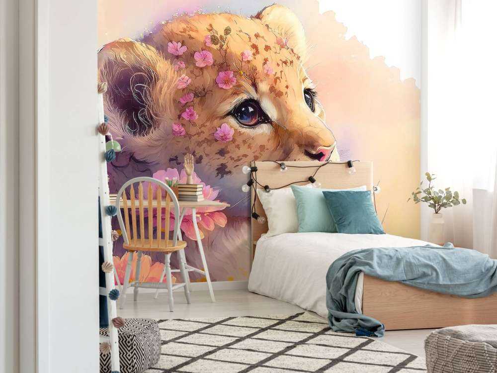 Dromerige szczeniak między kwiatami