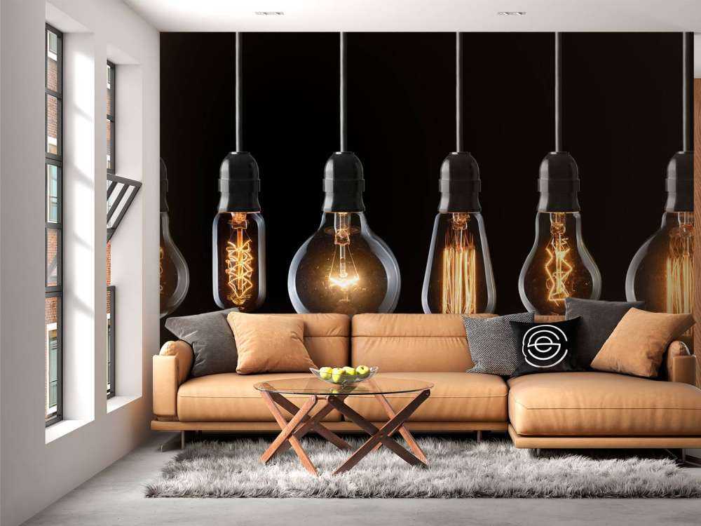 Lampy na czarnym tle