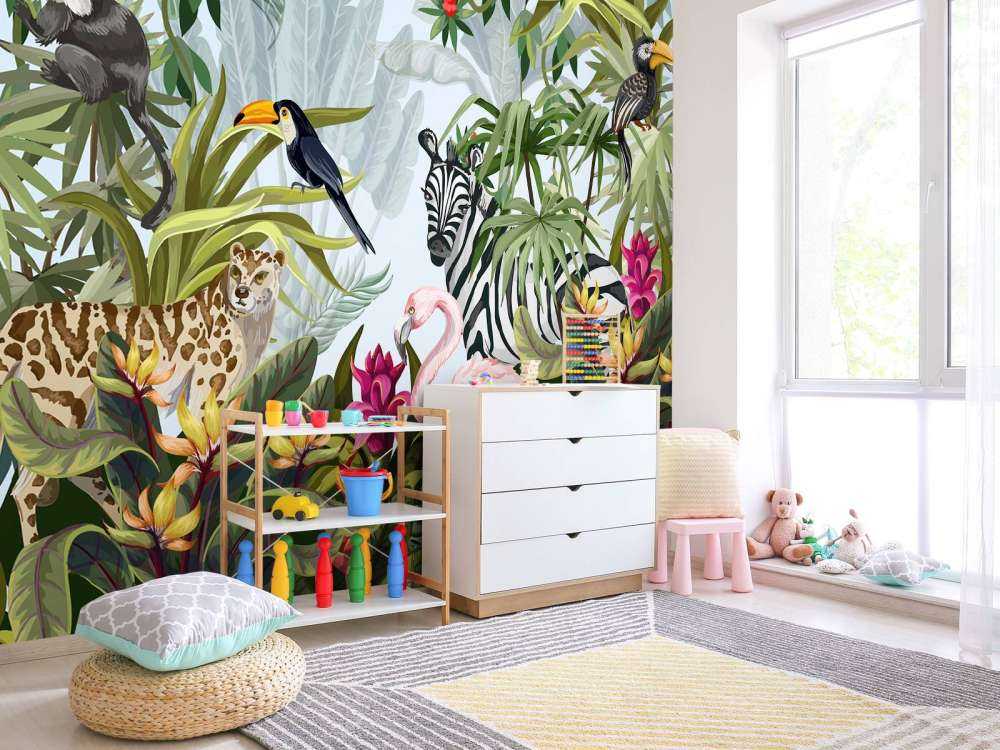 Kolorowa dżungla z zwierzętami