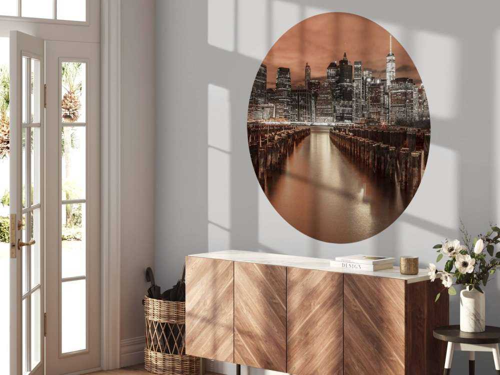 Linia brzegowa Manhattanu z falochronami