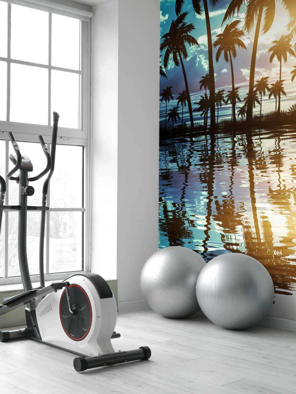 Nocny krajobraz z palmami