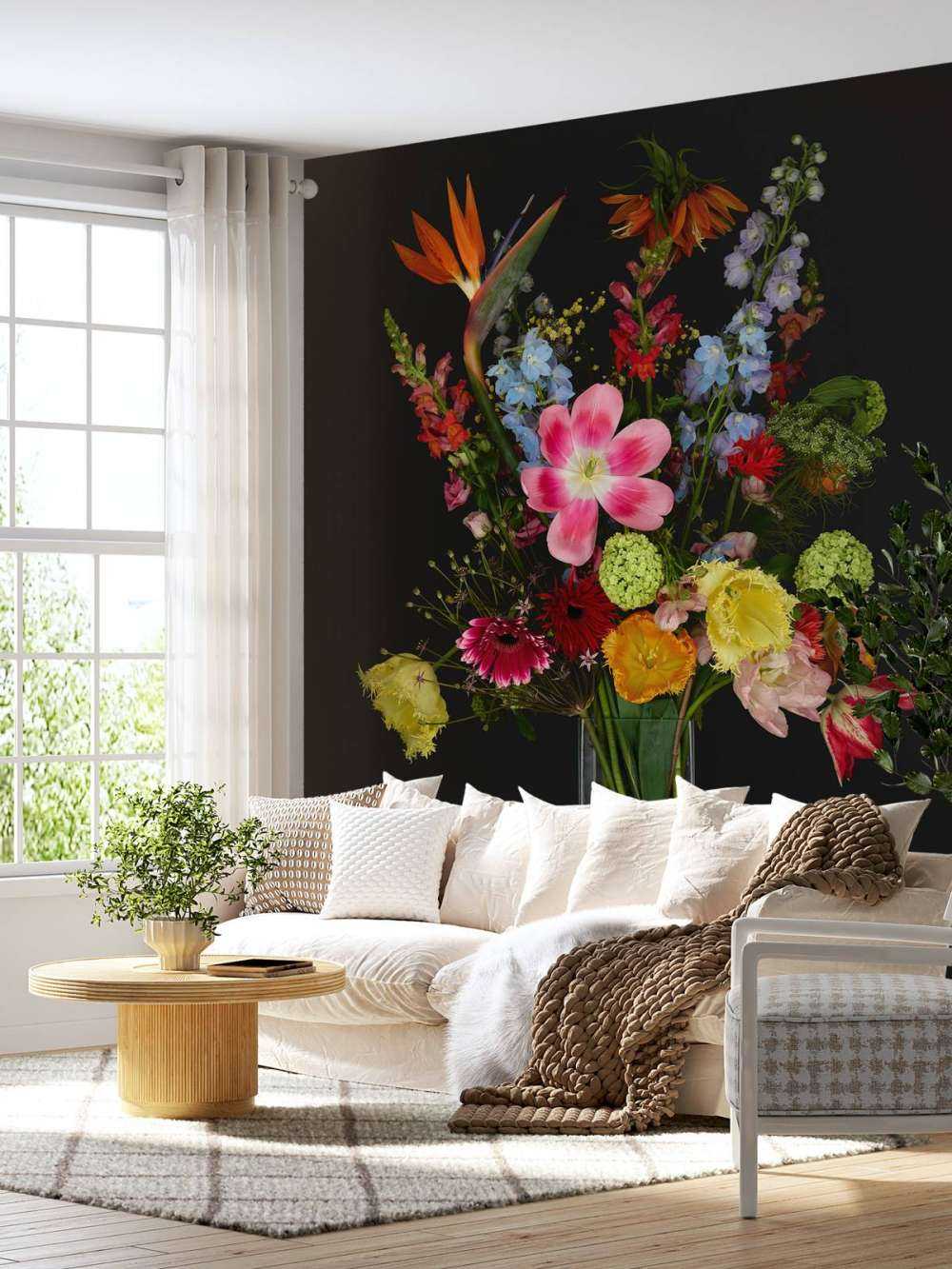 Bukiet kwiatów w szklanym wazonie