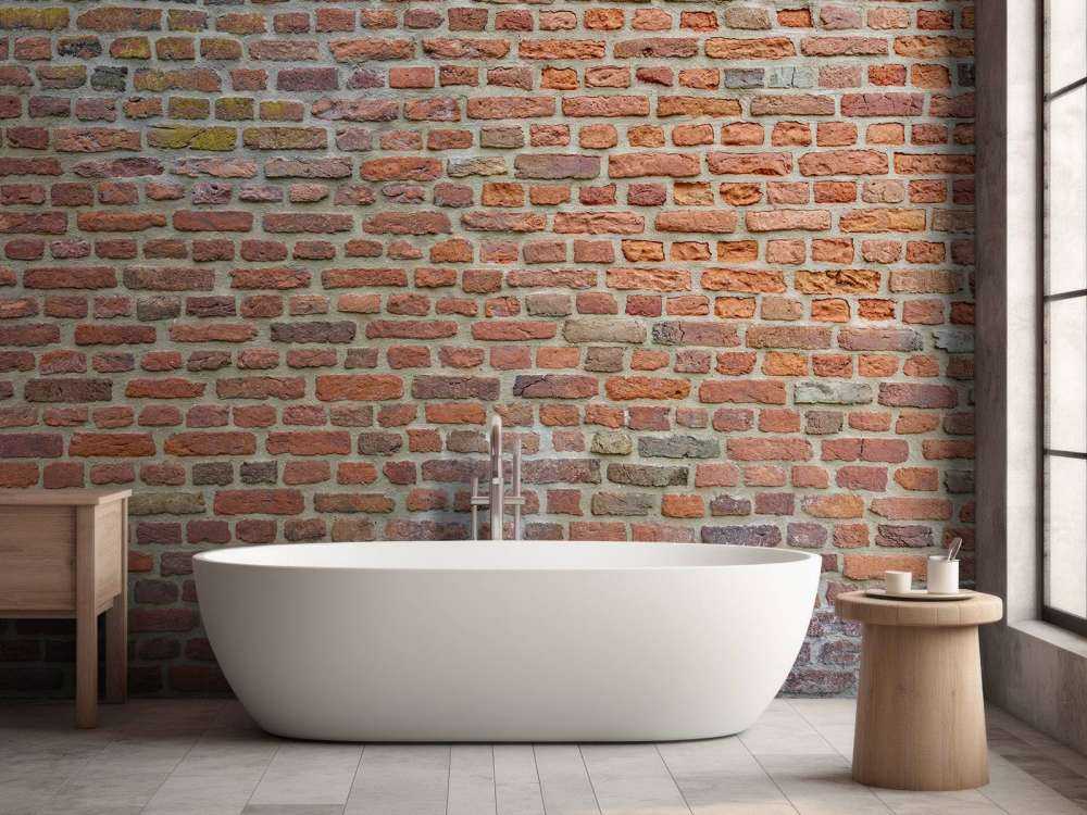 Ściana z dużymi i małymi cegłami