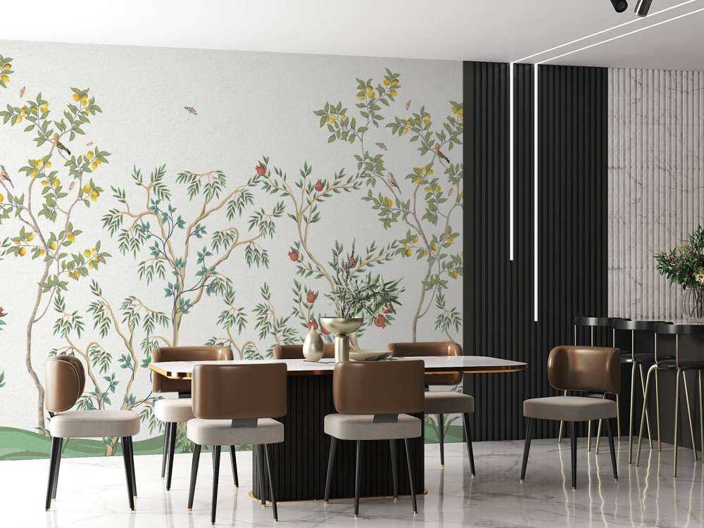 Krajobraz z drzewami owocowymi