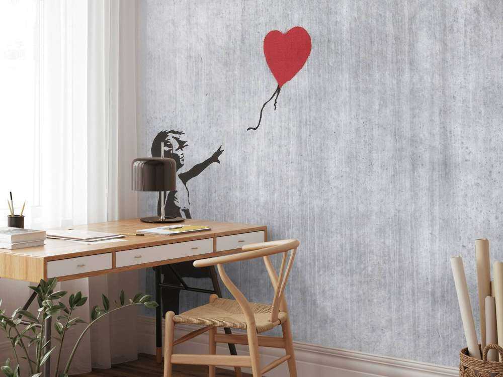 Banksy - Balloon girl, grey concrete