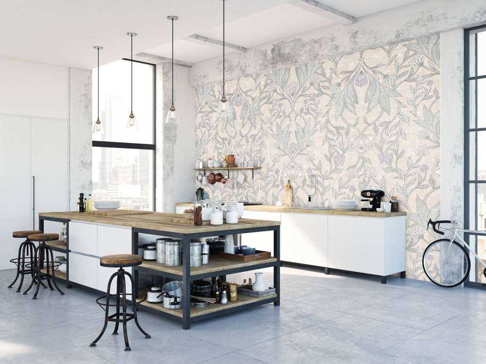 Kwiatowy adamaszek Morris - neutralny beż