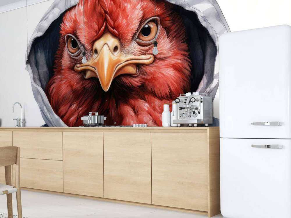 Akwarelowy rysunkowy kurczak w bluzie z kapturem