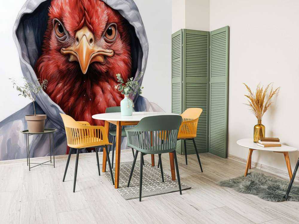 Akwarelowy rysunkowy kurczak w bluzie z kapturem