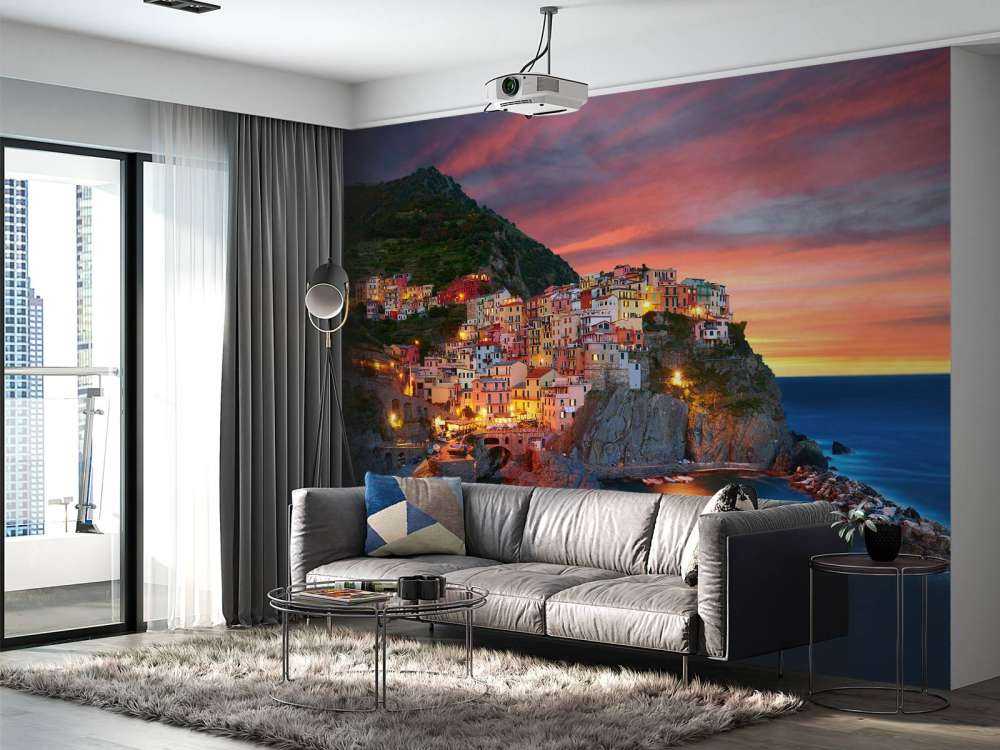 Włoskie miasto o zachodzie słońca