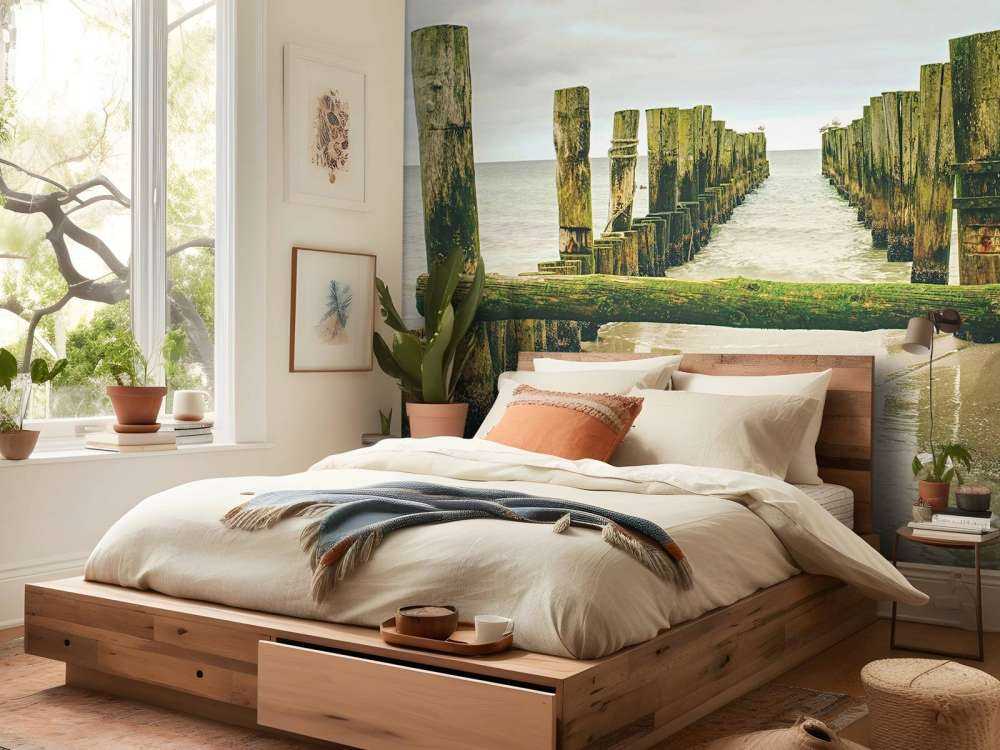 Mossy pile heads in the water