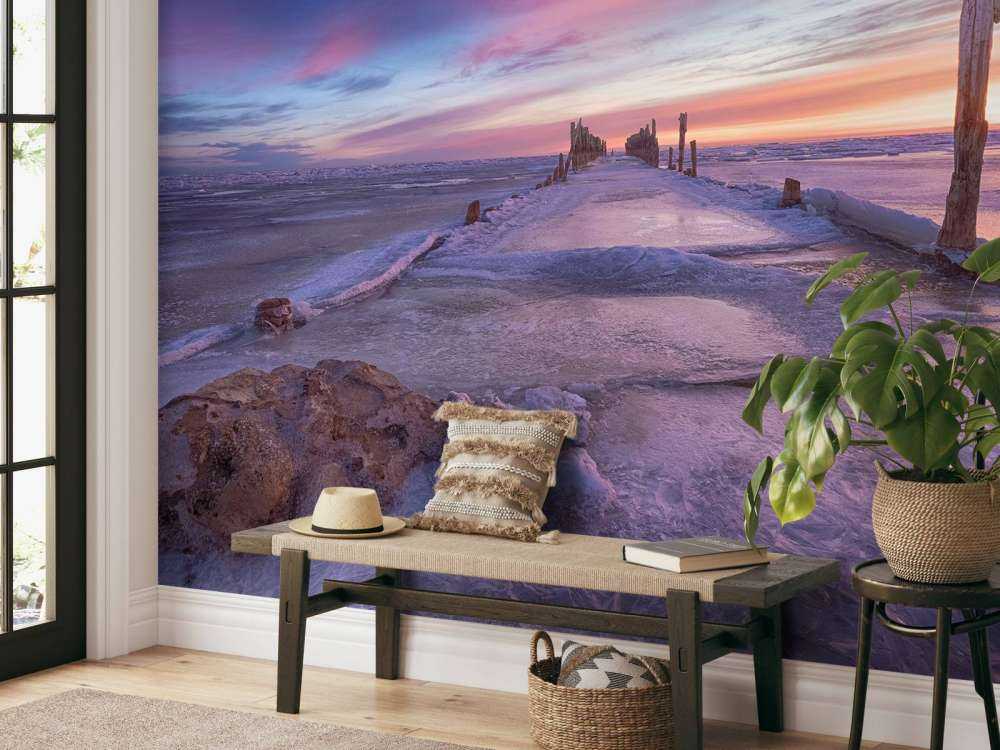 Głowice kijów na zamarzniętym Morzu Bałtyckim