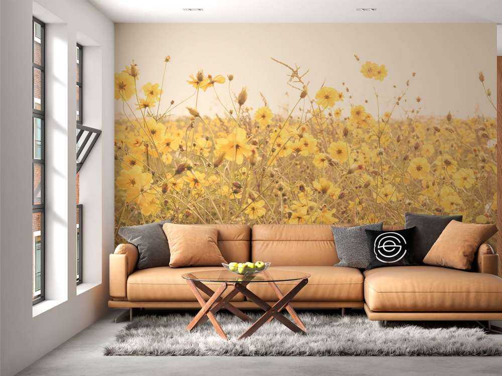 Żółte kwiaty o wyglądzie vintage