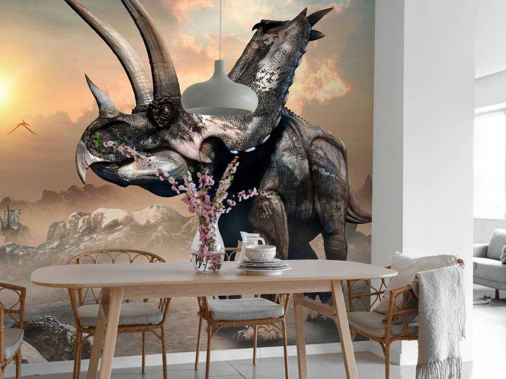 Dinozaur w porannej mgle