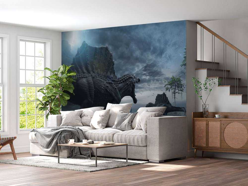 Grupa spinozaurów na terenie łowieckim