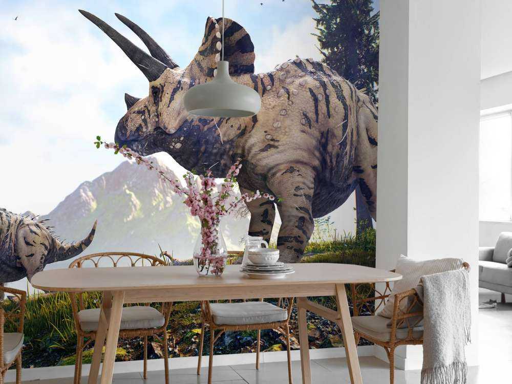 Dinozaury spacerujące po przyrodzie